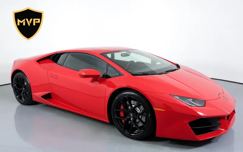 2021 Lamborghini Huracán EVO Coupe, red exterior, for rent in Miami
