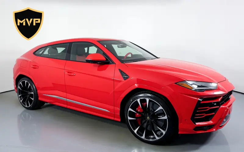 2024 Lamborghini Urus S, Rosso Mars exterior, for rent in Miami